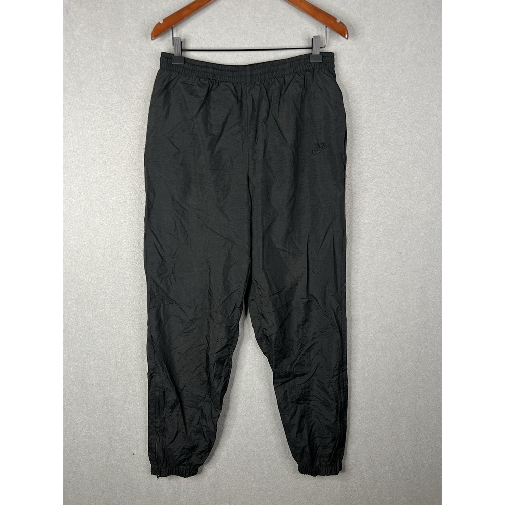 80's Vintage Black Nike Mens  Windbreaker Joggers Mini Swoosh Linings‎ Inside M